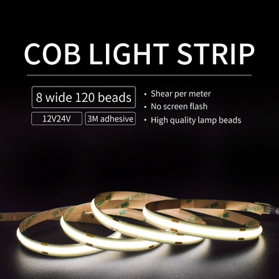 Laagspanning 4500k Cob Led Strip Light Ultra Smalle Flexibele 12v 24v Ra90